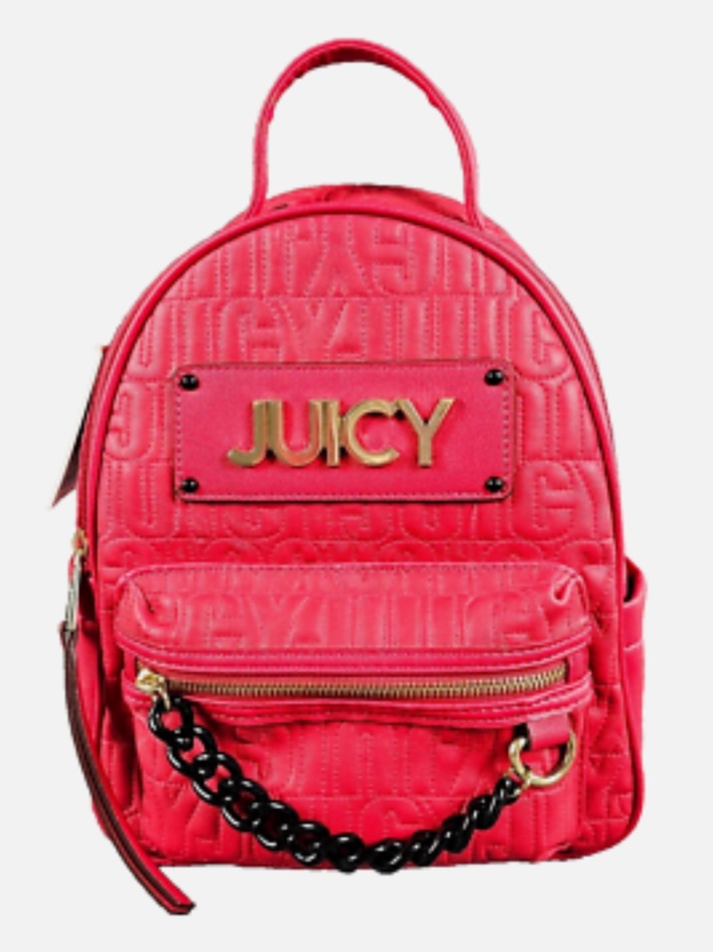 Juicy Couture Hot Pink Quilted Mini Backpack with Chain Accent